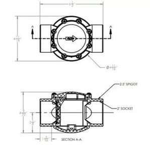 Aquastar Flowstar 2Way Check Valve 2In Socket X 2.5Inspigot Aquastar AVC20C