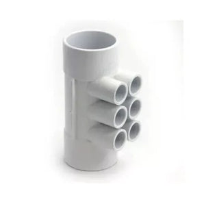Waterway PVC Manifold – 2" Slip x 2" Slip x (6) 1/2" Slip Ports – White