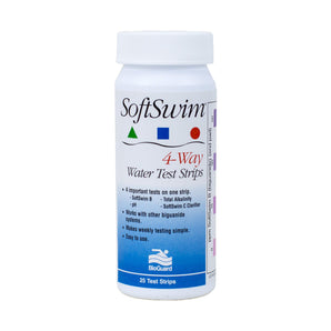 BioGuard SoftSwim 4-Way Water Test Strips, 1 Pack, 25 Count, Easy to Use, Quick & Accurate Pool Test Strips, Swimming Pool Water Testing Strips