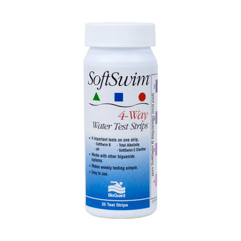 BioGuard SoftSwim 4-Way Water Test Strips, 1 Pack, 25 Count, Easy to Use, Quick & Accurate Pool Test Strips, Swimming Pool Water Testing Strips